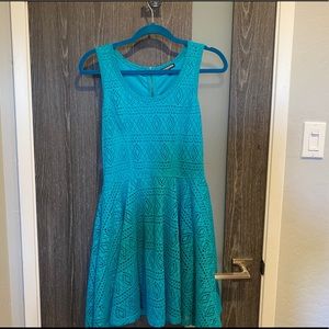 Express turquoise fit and flare dress